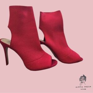 Steve Madden Boots Womens Lipstick Red Ribbed Open Toe Sock Booties Size 10